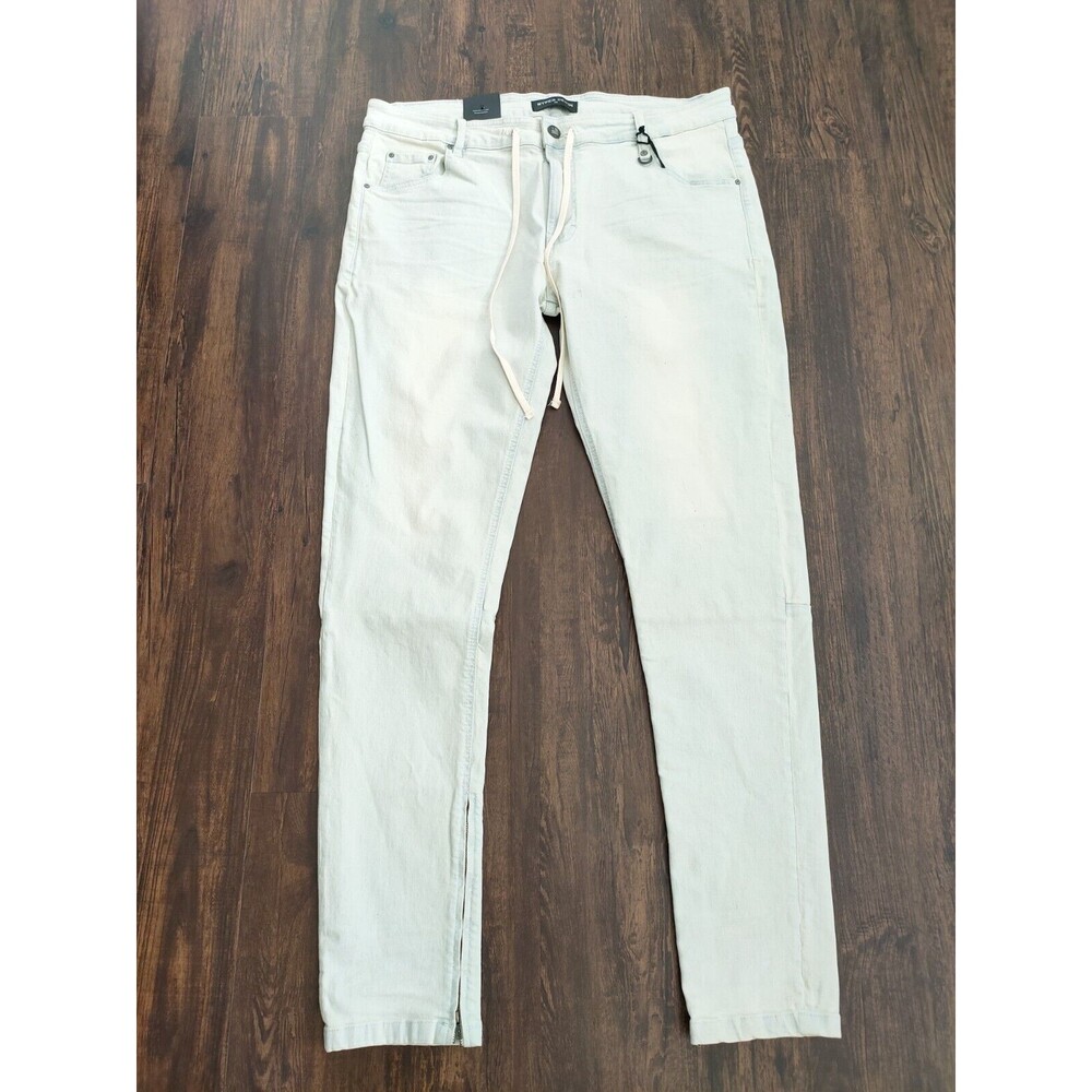 Hyper Denim HD017 White Blue Slim TAPERED Jeans Sz 38x33 Belt loops with D-Ring